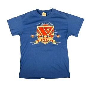 Vintage 90s YMCA T Shirt Blue Graphic Short Sleeve Size M